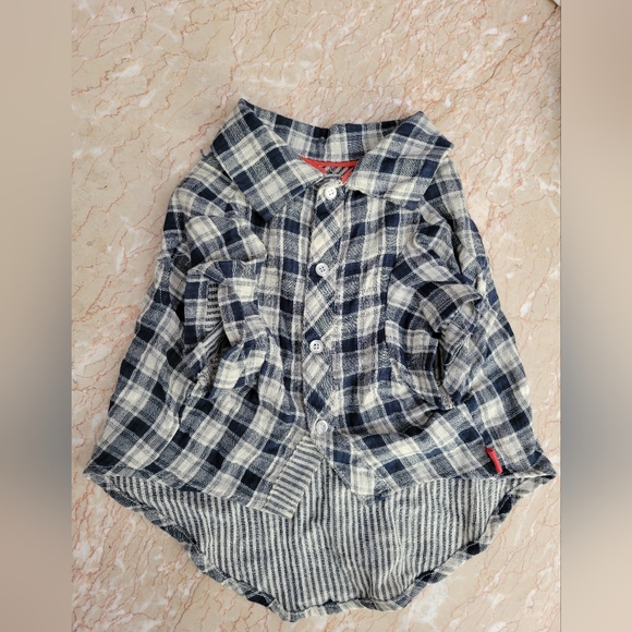 Blue Plaid Dog Flannel - Picture 1 of 4